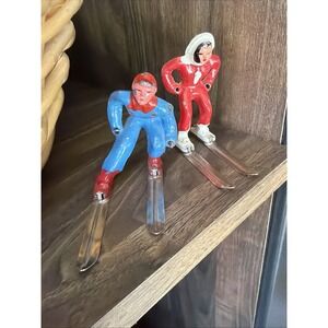 Barclay Lead Metal Figures  Downhill Skier Red Suit Winter vintage